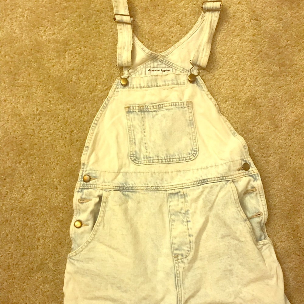 American Apparel Lightwash Short Overalls